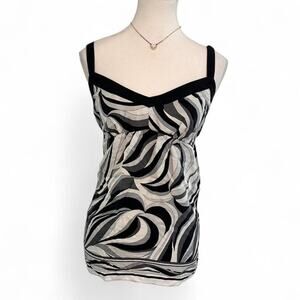 Michael Kors Y2K Patterned 100% Silk Baby Doll Top Cami Flowy Fitting Top Size M